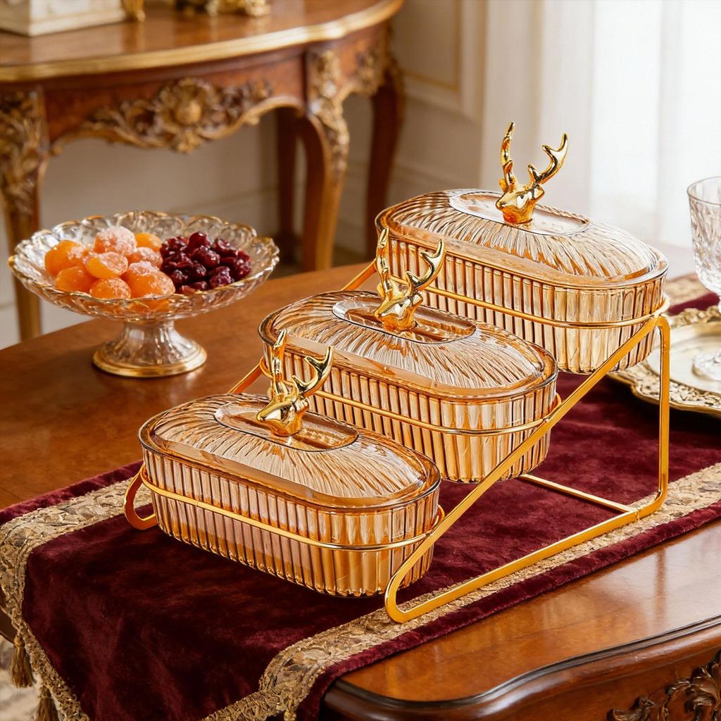Dried Fruit Dish Food Storage Tray with Rack Nordic Platter 3 Tier Nuts Tray Appetizer Tray for Cupcake Cookies Living Room