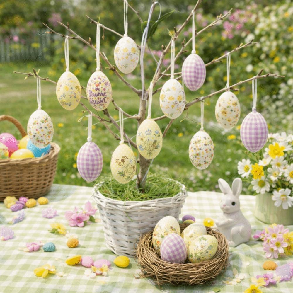 12PCS Scene Decoration Easter Party Atmosphere Easter Egg Hanging Easter Egg  Home Living Room