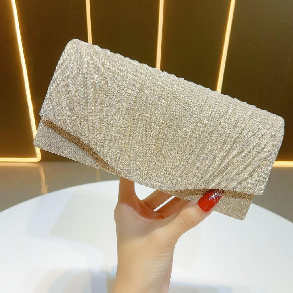Simple Crossbody Clutch Bag For Evening Wear With Sequin And Ruffle Details For Formal Events