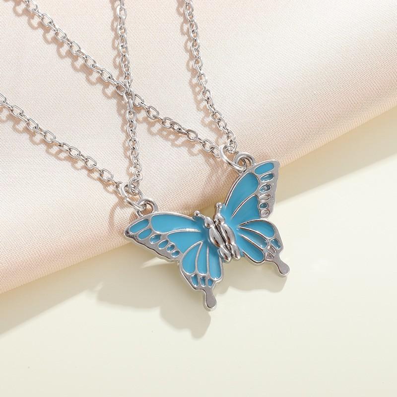 

Cross-border New Best Friend Colorful Butterfly Match Friendship Magnetic Necklace Sweater Chain