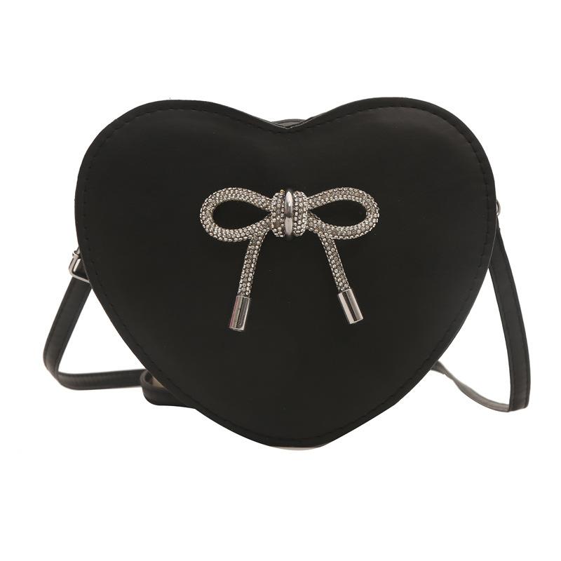 

Милая однотонная простая маленькая сумка с бантом для женщин 2024 года, новая корейская версия, сумка через плечо в иностранном стиле, сумка-мессенджер Love Bag чёрный