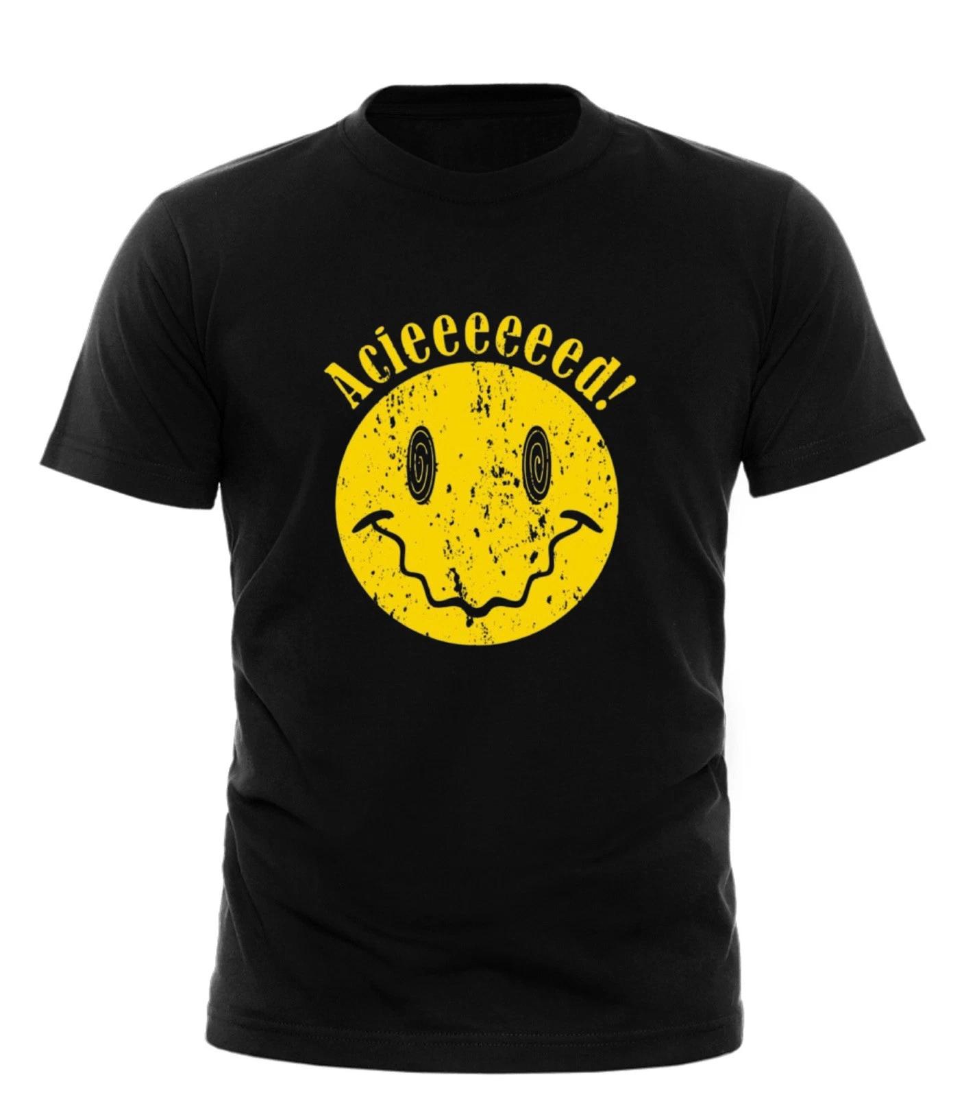 Acieeeed ФУТБОЛКА Диджейская Вечеринка Кислота Олд Скул Клуб Рейв Хардкор Хаус День Рождения 2XL
