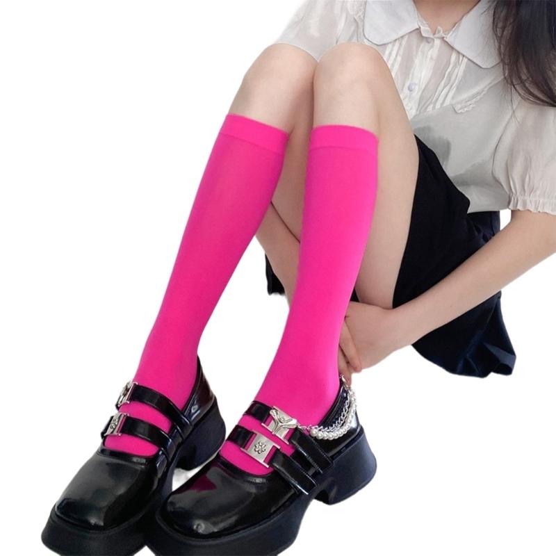 Colorful Calf Socks Velvets Knee High Stockings Lightweight Breathable Knee High Socks Student Girls Middle Tube Socks