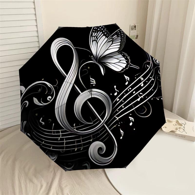 

1PC music butterfly Umbrella-8-Rib Reinforced, Automatic Open, Lightweight & Durable, Cute Fashion Accessory for Outdoor, Beach, or Casual Use, Beach