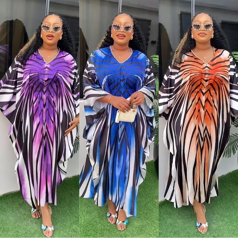 Plus Size Women's Fashion New Striped Waist Dress