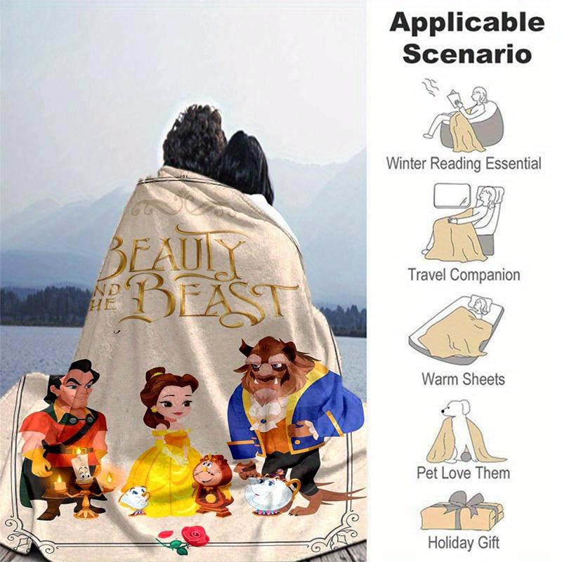 1pc Beauty and the Beast Theme Blanket, Soft Home Office Outdoor Gift for Kids Adults