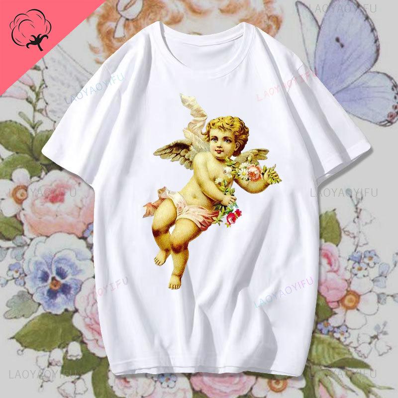 Fashion Fiorucci Baby Angel Graphic Tshirt Summer Classic Aesthetic T Shirt Unisex Unisex Kawaii Clothes Creative Couple Short Sleev Unisex