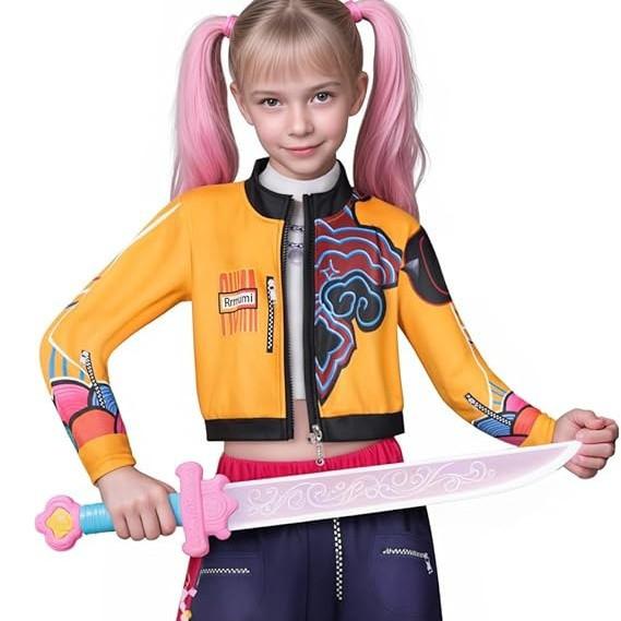 Girls Demon Hunter Kpop Singer Halloween Stage Performance Costume Set