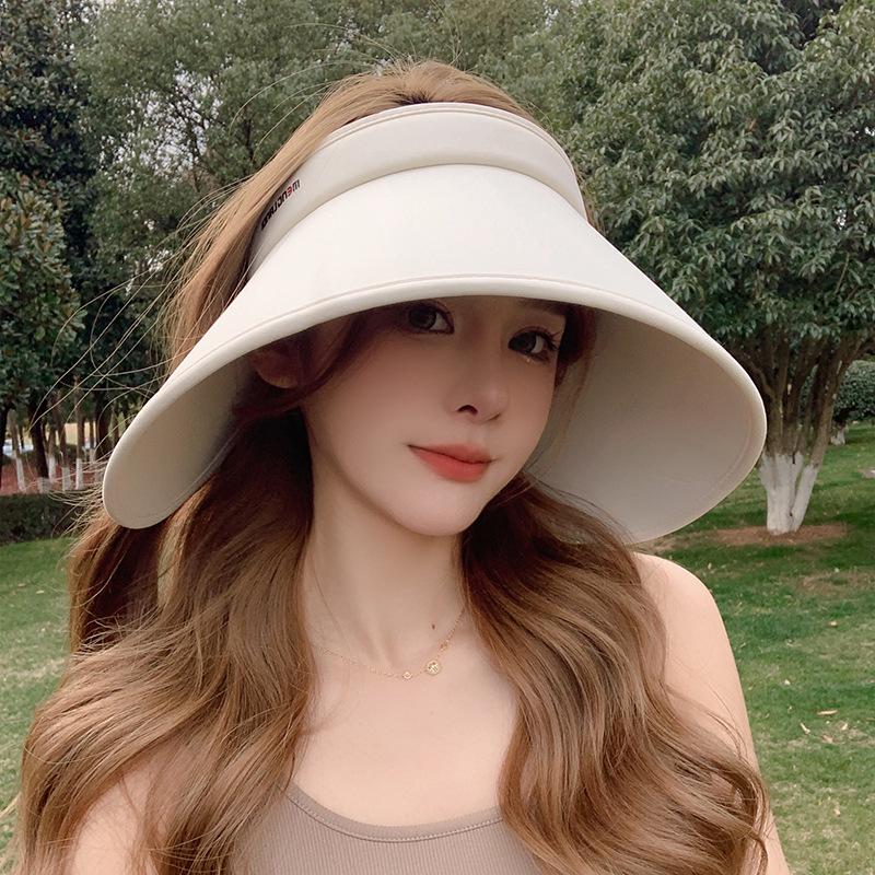 Women's Wide-Brim Summer Topless Sun Hat with UV Protection for Outdoor Sports