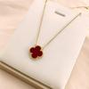 High Quality Four-Leaf Clover Necklace Female Double-Sided Pendant Black And White Mother-Of-Pearl Carnelian Agate Lock Collarbone Chain