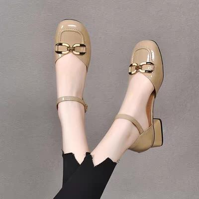 Fashion Patent Leather Hollow Sandals Summer 2025 New Korean Version Women's Shoes Soft Sole Round Head Fashion Shallow Mouth Single Shoes Women