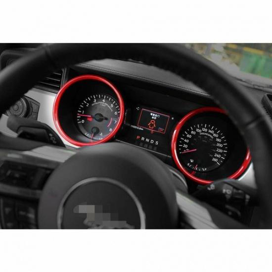 Dashboard Panel Decor Ring Cover Trim For Ford Mustang 2015- Red Accessories