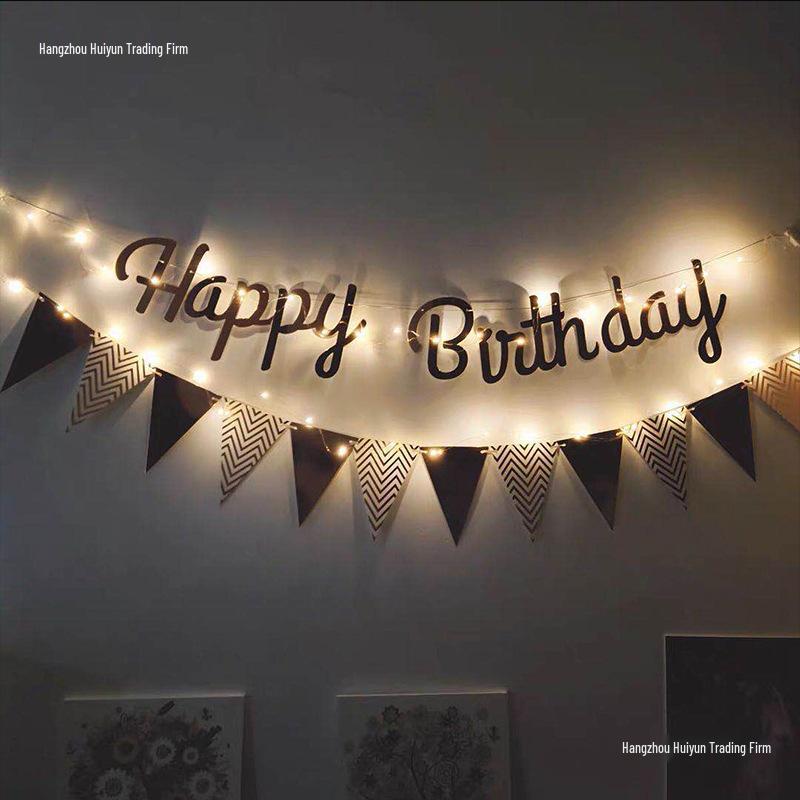Набор фотореквизита для дня рождения: Счастливый Баннер, Знаки для Украшения Торта, Украшения и Флажок-Шляпа Battery Included