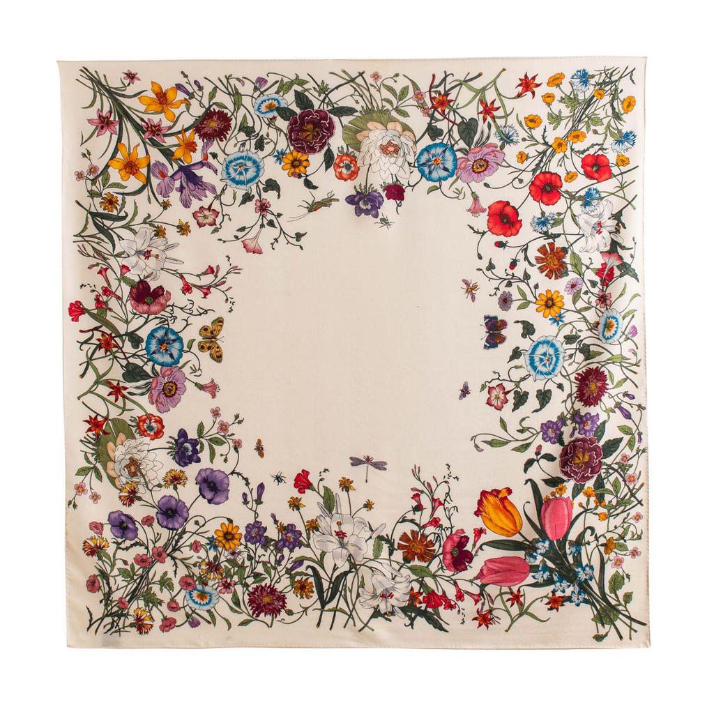 Eșarfă tip snood din lână mătăsoasă cu imprimeu floral față-verso pentru femei - Șal elegant, luxos, ușor