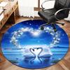 Love Swan Round Rug Nonslip Area Rug Office Chair Mat Carpet Perfect For Bedroom Living Room Office Easy Clean Aesthetic Home Decor