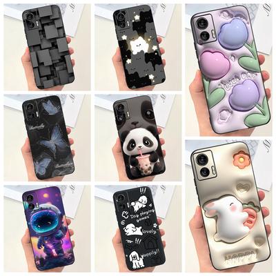 Etui na telefon Motorola Edge 30 Neo 30Fusion 30Pro 4G 5G Czarne Miękki Silikon Odporne na Uderzenia Pokrowiec Dla Edge30 30nEO Capa Panda Królik
