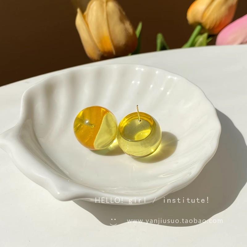 Summer dopamine color bubble stud earrings female design sense simple round bead earrings small fresh earrings