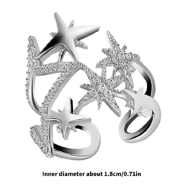 Dainty Adjustable Copper Star Ring With Sparkling Zircon Stone Elegant Jewelry For Fashion Forward Women