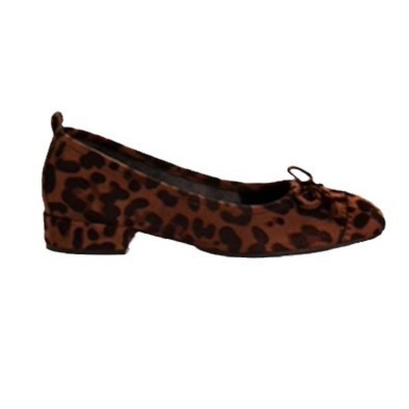 Sheepskin Temperament Square Head Shallow Mouth Bow Small Thick Heel Versatile Leopard Print Shoes Super Soft Single Shoes Women