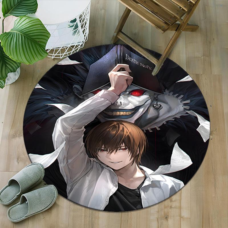 1pc D-Death Note  Carpet, Round Rug, Comfortable, Suitable for Entryways, Living Rooms, Office, And Bedrooms, Christmas Decoration