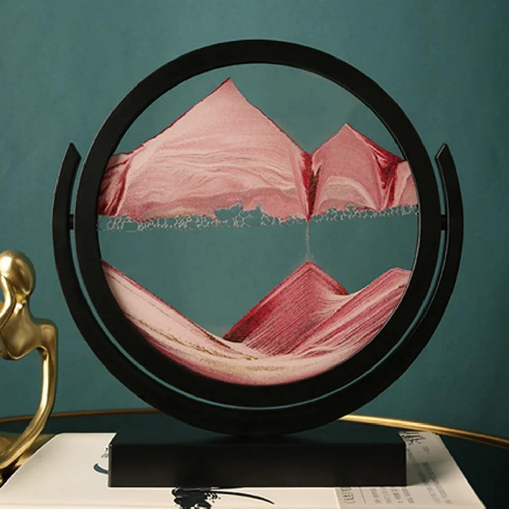 Roterbar Flödande Sandmålning Konstbild Rund Glas Timglas 3D Djuphav Kvicksand Modern Hemdekoration Färgat Timglas