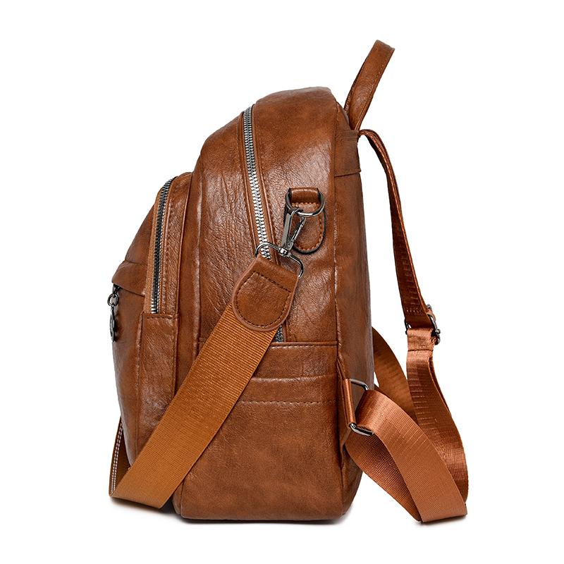 Soft Leather Backpack Women's Large Capacity Backpack Travel Bag