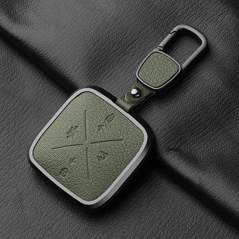 Metal And Leather 4 Button Car Key Case Cover For Zeekr X 001 009   Car Key Case Protect Fob