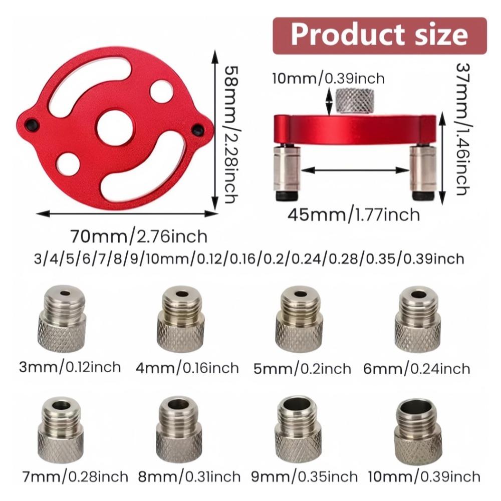 3-10mm Woodworking Self-Centering Dowel Jig Handheld Drill Guide Locator Straight Holes Wood Panel Hole Puncher Locator Tool