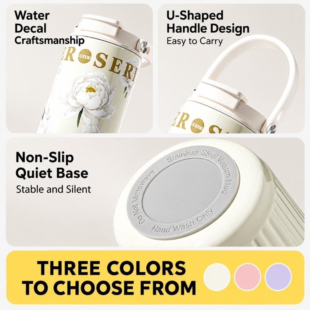 Leakproof Insulated Thermal Cup Floral Printing Vacuum Mug Stainless Steel Tumbler for Lady Girls