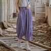 Johnature Women Vintage Wide Leg Pants Elastic Waist Solid Color Trousers Summer Loose Casual Female Pants