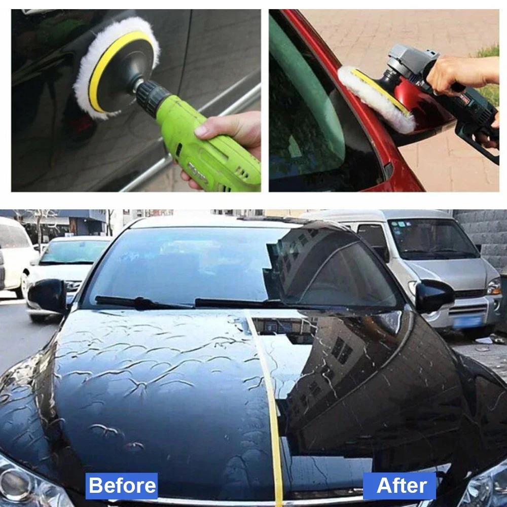 Nowy zestaw polerskich padów samochodowych Wełniane narzędzie do polerowania kół wiertniczych 6/7 cala Zestaw tarcz polerskich do polerowania samochodów Narzędzia do woskowania lakieru samochodowego