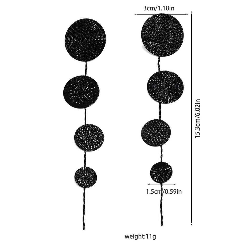 Geometric Patchwork Disc Earrings: Stylish Ins-Inspired Long Earrings for Women