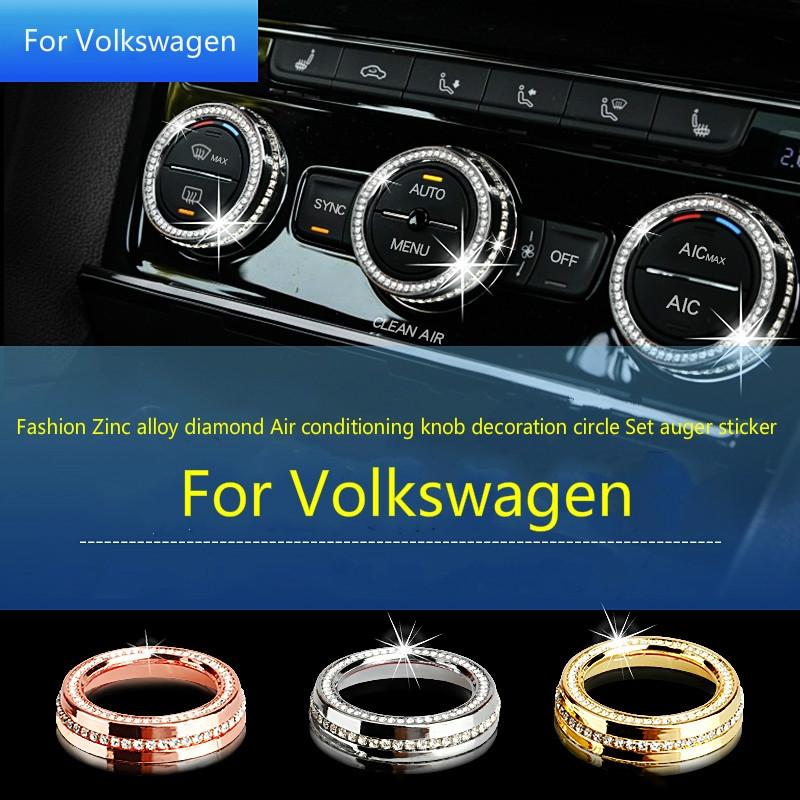 Zinc alloy diamond Air conditioning knob decoration circle Set auger sticker for Volk+swa+gen VW