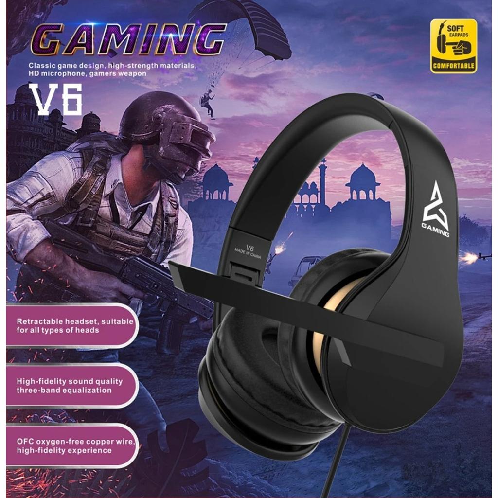 Casque Gaming V6 Stéréo avec Microphone pour Nintendo Switch Casque Gaming Filaire 3,5 mm pour Ps4 PC