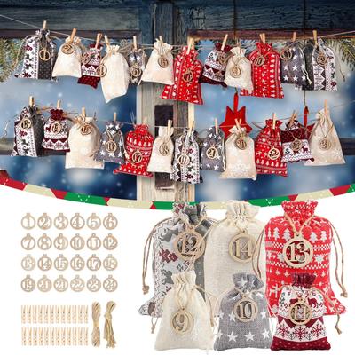 Vianočný adventný kalendár 24 čísel vrecúško darček na sviatky