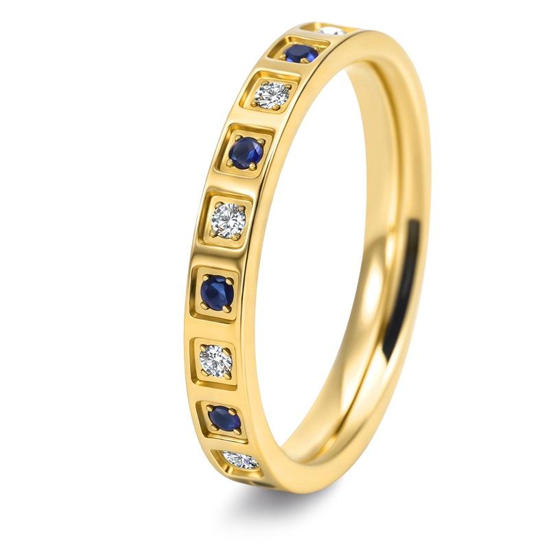 3mm Thin Stackable White&Blue CZ Eternity Ring Wedding Band for Women Girl Size 5-11