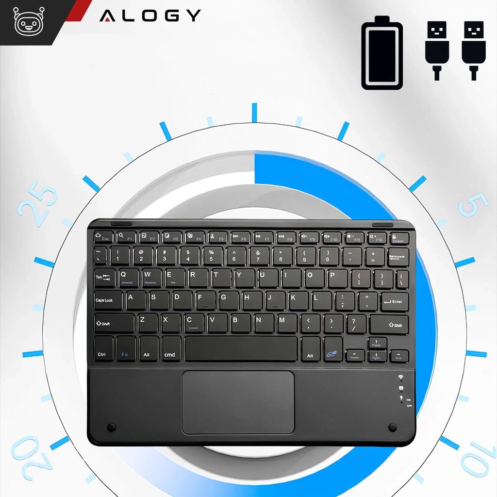 Klawiatura Bezprzewodowa Z Touchpadem Bluetooth Touchpad Do Pc Tv Tabletu Usb-C Alogy Wireless Czarna