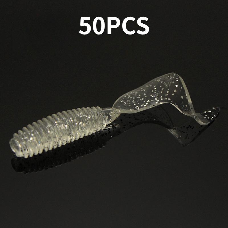 50PCS 5/6/7cm Simulation of Cringetail Maggot Soft Bait -- Soft Worm Single Tail Mandarin Fish Bass Bait Multi-size Soft Bait