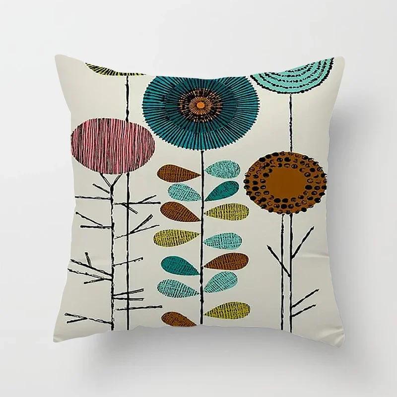 Multicolored Geometric Patterns Double-sided Printed Pillow Cover Short Plush Suitable Living Rooms Sofas Throw Cushion Cover
