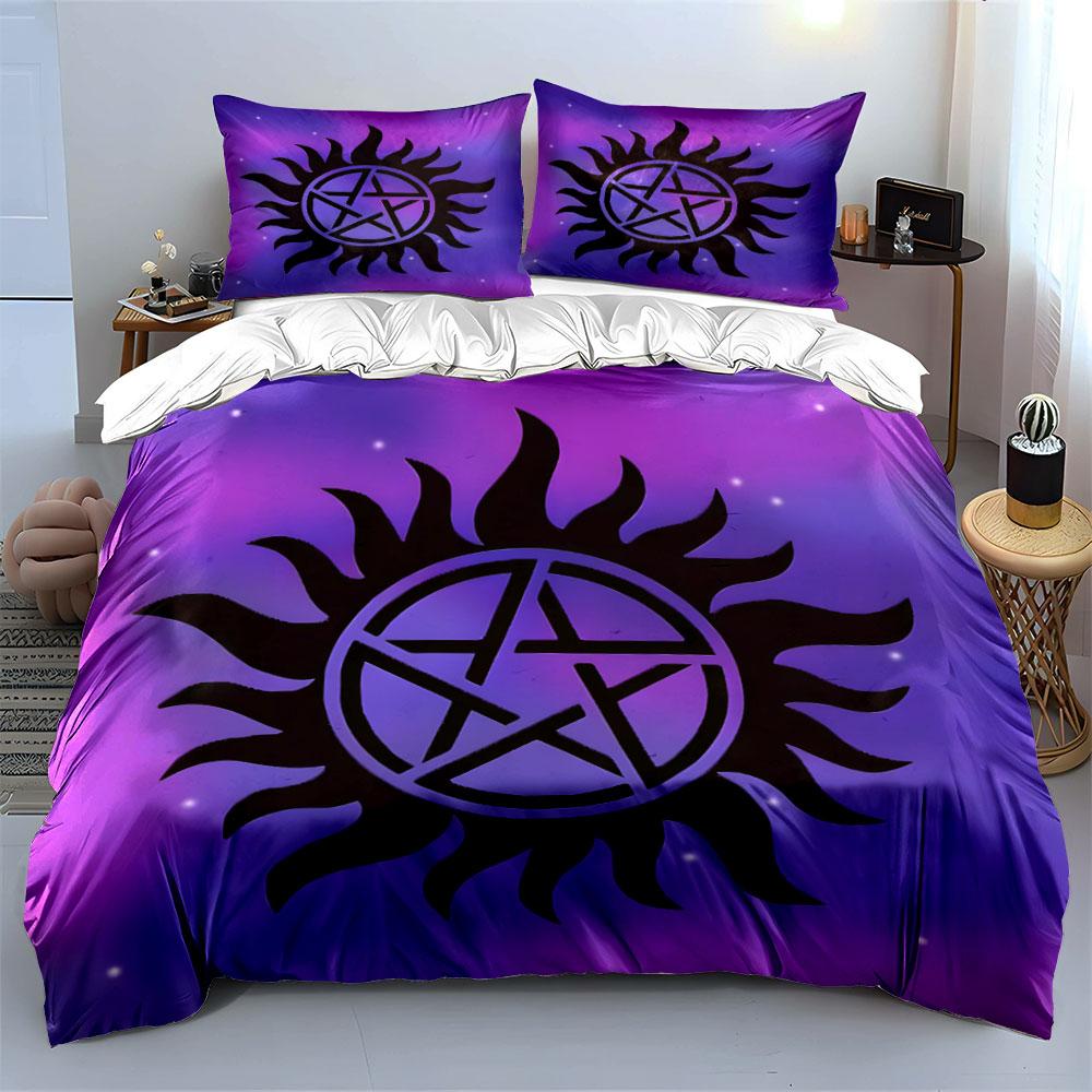 Mystic Pentagram Decorative Set Soft Skin-Friendly Bedding Set Includes 1 Duvet Cover And 2 Pillowcase Gift