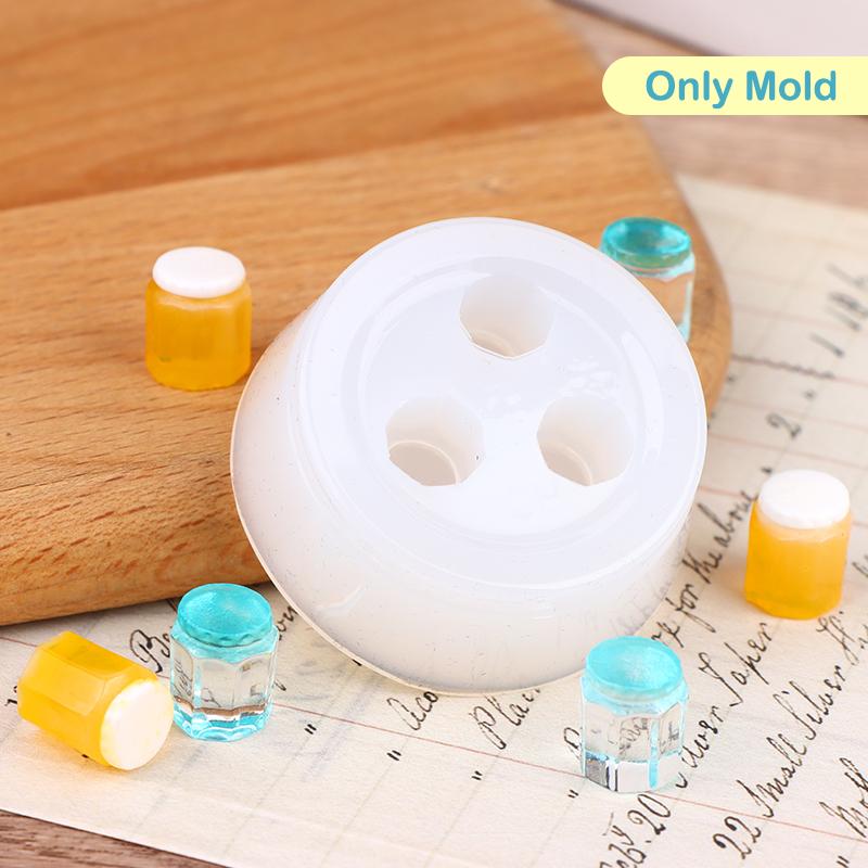 Mini Mold 1:12 Dollhouse Miniature Beverage Can Honey Pot Drink Bottle Diy Silicone Mold Doll House Home Decor(Only Mold)