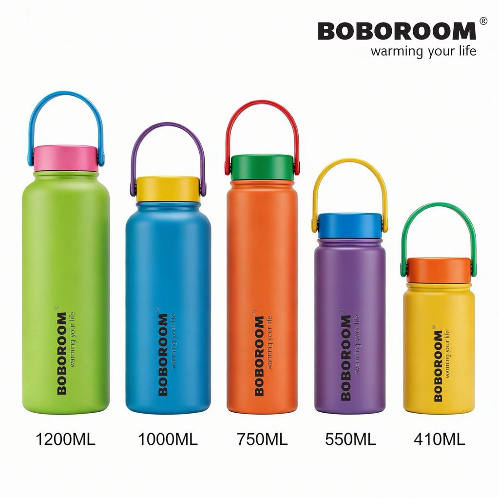 BOBOROOM 304 Stainless Steel Insulated Sports Bottle - Keeps Drinks Hot/Cold for Outdoor Activities.