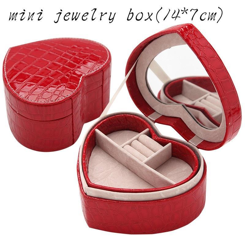 Smyckeskrin Resering med Spegel Halsband Örhängen Stift Smyckesförvaringslåda Ringlåda Presentlåda Smyckesförpackning Juvelerargåva