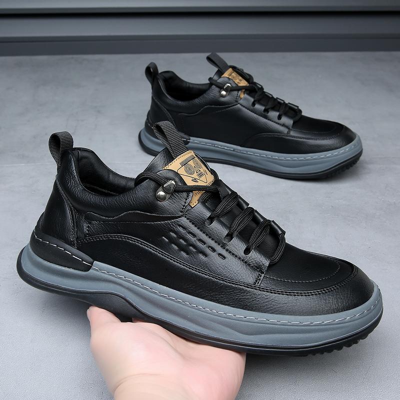 Fashion Leather Men Shoes Lace Up Oxfords Men Shoe Low Heeled Formal Shoe Men's Breathable Shoes Men Sneakers Outdoor Walking Shoes