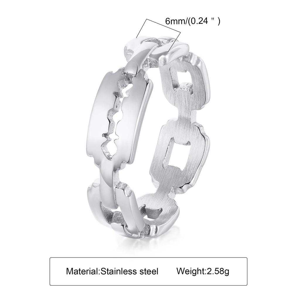 Unique Men Ring, Razor Blade Ring. Stainless Steel Unisex Blade Ring Zircon for Men's Women's