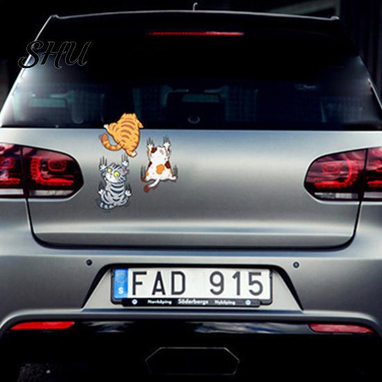 Auto Window Sticker 3Pcs/Set Cat Scratch Car Funny Weather-resistant Self-adhesive SUV Vehicle Cartoon Body Decoration Kitten Animal Trim Decal