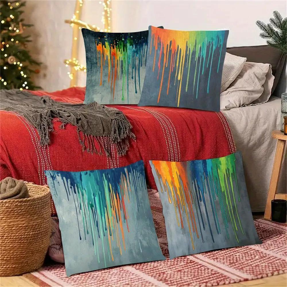 Monika Chen Unisex Elegant Colorful Graffiti Patterns Printing Pillow Cover Short Plush Suitable Living Rooms Bedrooms Sofas Throw Cushion Cover
