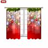 2pcs Christmas Digital Printing Curtain Polyester Material Washable for Bedroom Living Room Kitchen Window Decoration Props