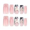 24 Pieces French 3D Water Ripple Wearing Nail Three-dimensional Bow Pearl Manicure Flash Diamond Star Fake Nail Nail Patch