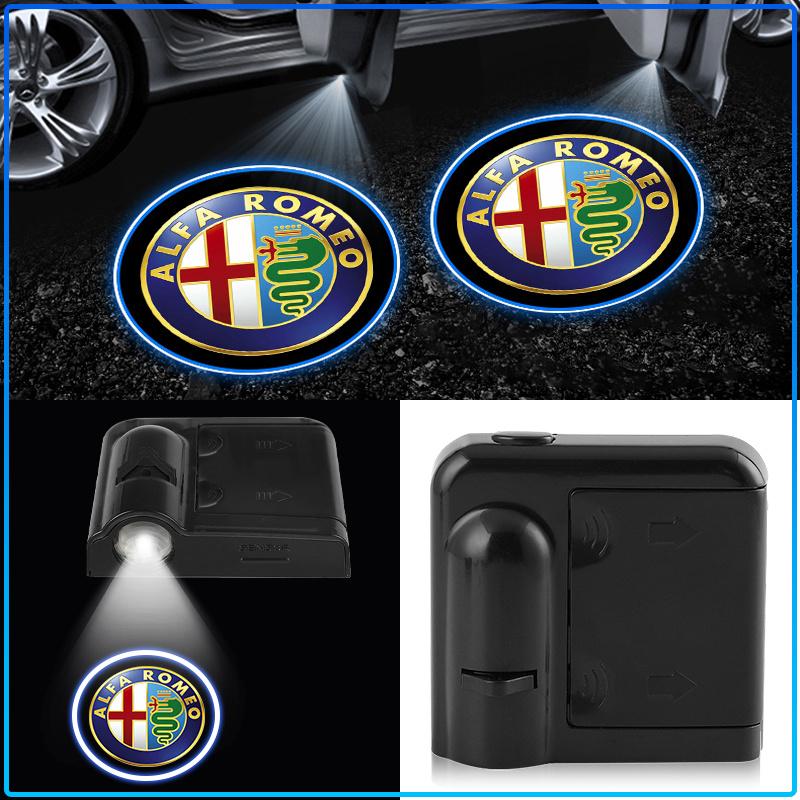 2Pcs Car Door Emblem Light LED Welcome Lamp Wireless Laser Projector For Alfa Romeo 147 159 156 Giulietta Giulia Mito Spider Alpha Nheadrest